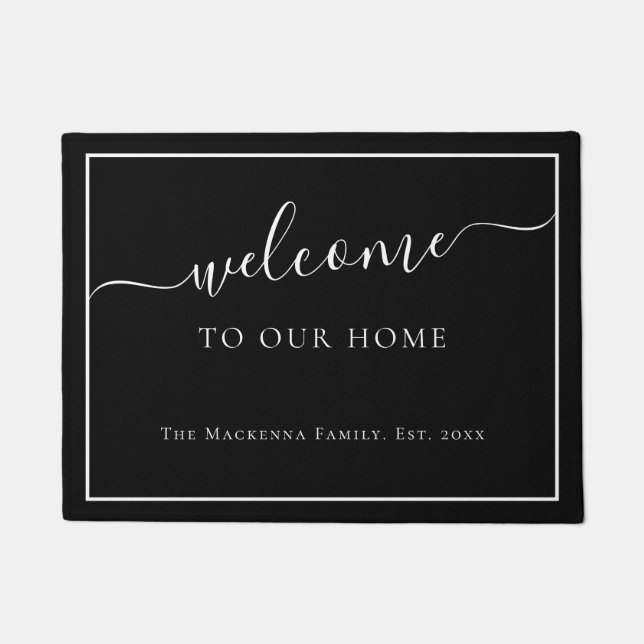Aangepast monogram moderne persoonlijke familienaa deurmat (Voorkant)