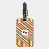 Aangepast Monogram Moderne Retro 70s Geometrisch Bagagelabel (Voorkant verticaal)