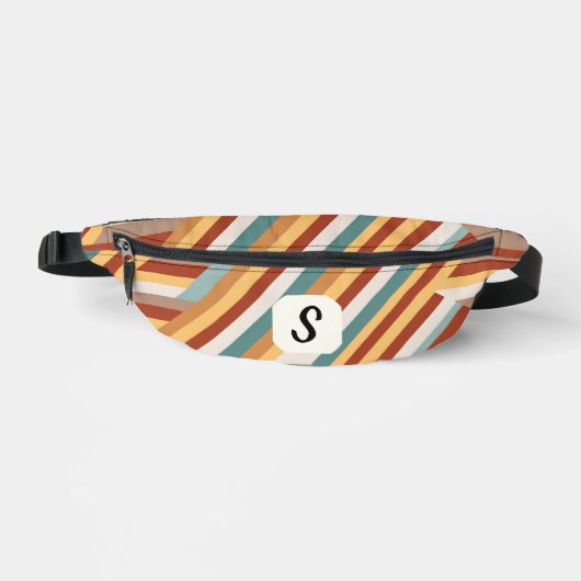 Aangepast Monogram Moderne Retro 70s Geometrisch Heuptasje (Voorkant)