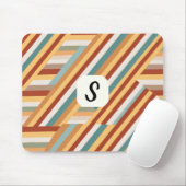 Aangepast Monogram Moderne Retro 70s Geometrisch Muismat (Met muis)