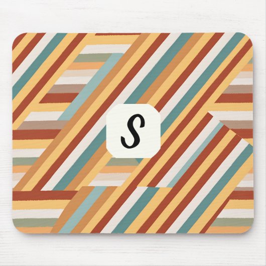 Aangepast Monogram Moderne Retro 70s Geometrisch Muismat (Voorkant)