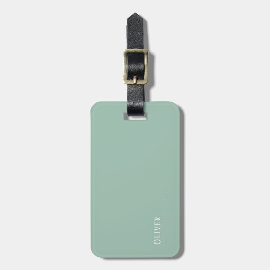 Aangepast monogram, moderne salie groen bagagelabel (Voorkant verticaal)