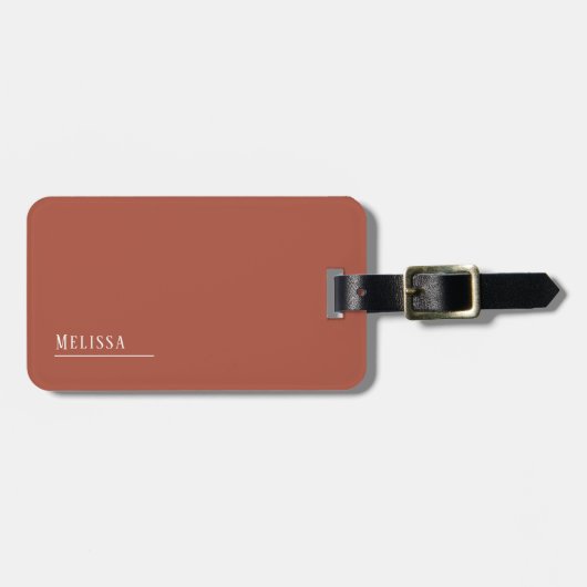Aangepast monogram, moderne terracotta kleur bagagelabel (Voorkant horizontaal)