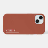 Aangepast monogram, moderne terracotta kleur iPhone 15 case (Achterkant horizontaal)