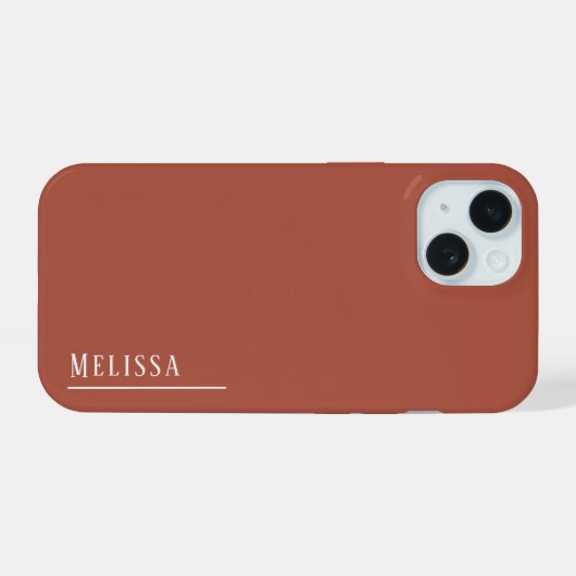 Aangepast monogram, moderne terracotta kleur iPhone 15 case (Achterkant horizontaal)