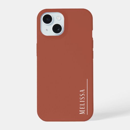 Aangepast monogram, moderne terracotta kleur iPhone 15 case (Achterkant)