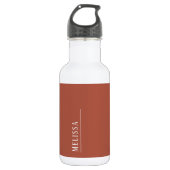 Aangepast monogram, moderne terracotta kleur waterfles (Voorkant)