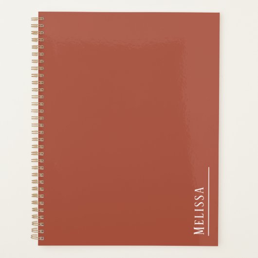 Aangepast monogram, moderne terracotta planner (Voorkant)