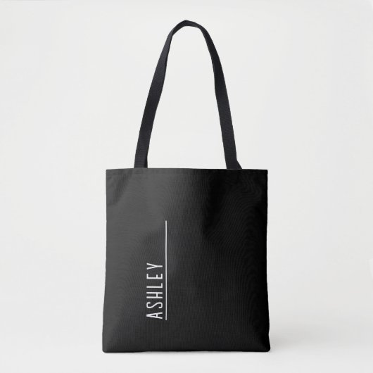 Aangepast monogram, moderne zwarte nieuwe lijn tote bag (Voorkant)