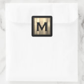 Aangepast monogram monogram geborsteld metaal vierkante sticker (Tas)