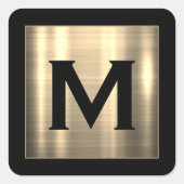 Aangepast monogram monogram geborsteld metaal vierkante sticker (Voorkant)