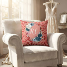 Aangepast Monogram Mooie Rode Hart & Stof Blauwe B