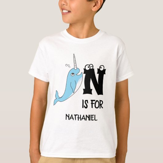 Aangepast monogram N is voor schattige cartoon T-shirt (Voorkant)