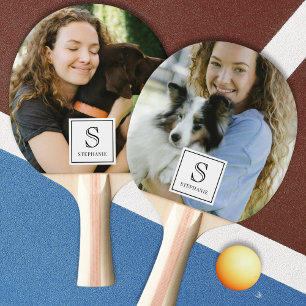 Aangepast monogram, naam en foto huisdier fotograf tafeltennisbatje