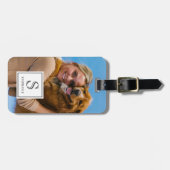 Aangepast monogram, naam en foto, zwart-wit bagagelabel (Voorkant horizontaal)