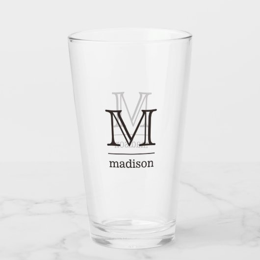 Aangepast monogram, naam en kleur print glas (Achterkant)