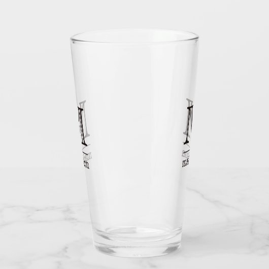 Aangepast monogram, naam en kleur print glas (Links)