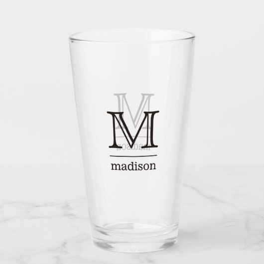 Aangepast monogram, naam en kleur print glas (Voorkant)