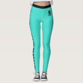Aangepast Monogram Naam Klasse Turquoise Schattig Leggings (Voorkant)