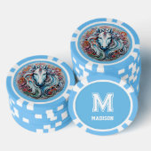 Aangepast Monogram, Naam & Kleur Eenhoorn Poker Chips (Opstapeling)