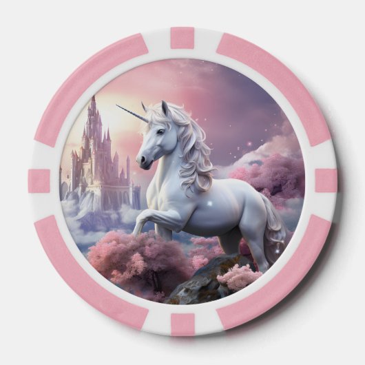 Aangepast Monogram, Naam & Kleur Eenhoorn Poker Chips (Voorkant)