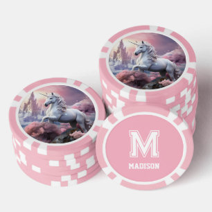 Aangepast Monogram, Naam & Kleur Eenhoorn Poker Chips