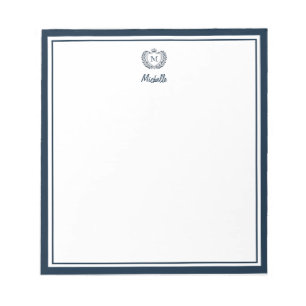 Aangepast monogram naam Koninklijk wapen embleem N Notitieblok