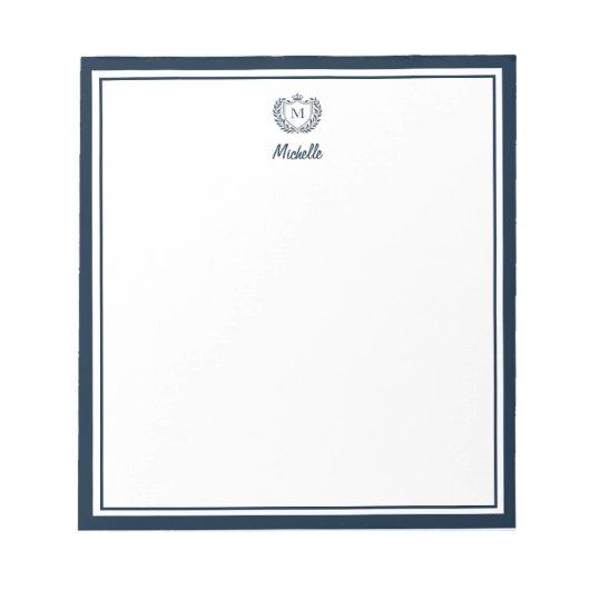 Aangepast monogram naam Koninklijk wapen embleem N Notitieblok (Voorkant)
