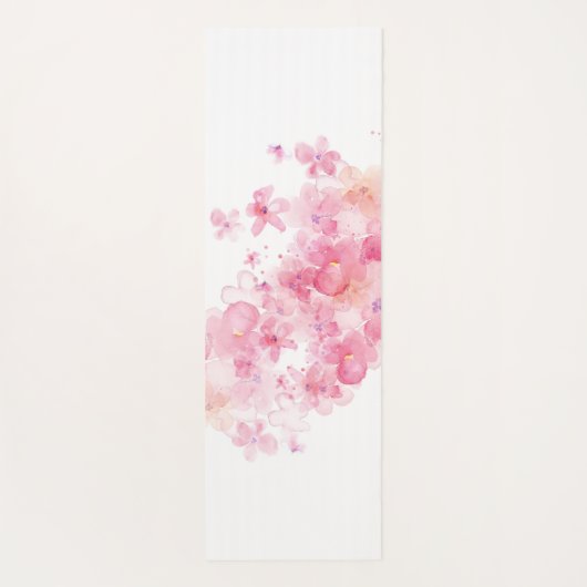 Aangepast Monogram|Naam met moderne roze bloem Yogamat (Achterkant)