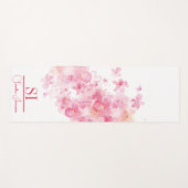 Aangepast Monogram|Naam met moderne roze bloem Yogamat (Voorkant (horizontaal))