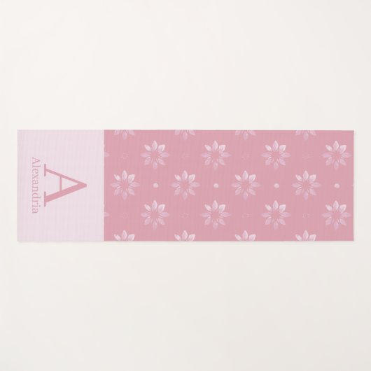 Aangepast monogram Naam Roze Patroon Yogamat (Voorkant (horizontaal))