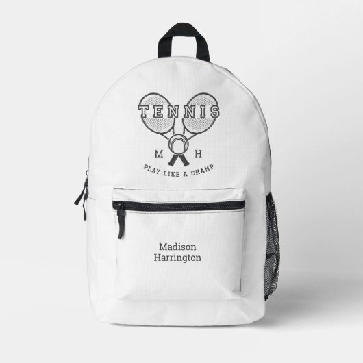 Aangepast monogram & naam TENNIS Bedrukte Rugzak (Voorkant)