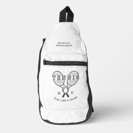 Aangepast monogram & naam TENNIS Sling Bag (Voorkant)