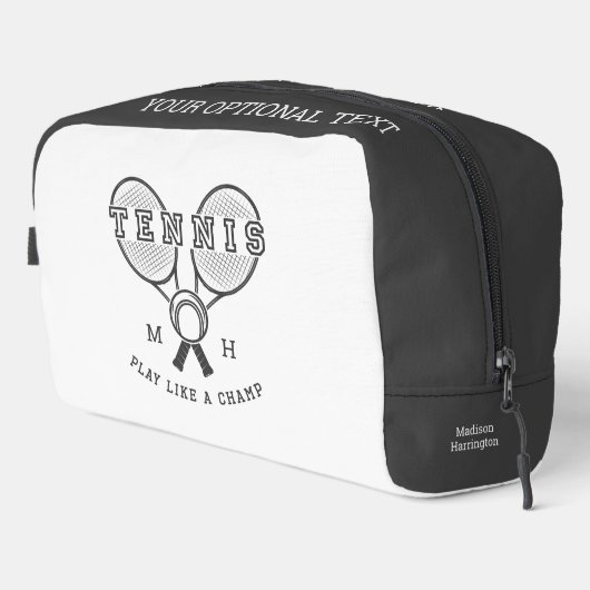 Aangepast monogram & naam TENNIS Toilettasje (Rechterhoek)