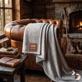 Aangepast monogram namaakleren patch herringbone fleece deken