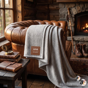 Aangepast monogram namaakleren patch herringbone fleece deken
