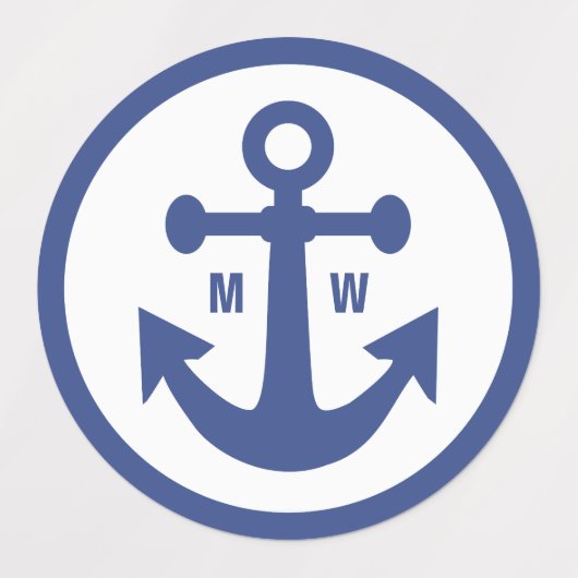 Aangepast monogram Nautisch Anker Labels