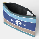 Aangepast monogram nautische strepen etui (Open)
