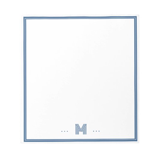 Aangepast Monogram Navy Blauwe Rand Notitieblok (Voorkant)