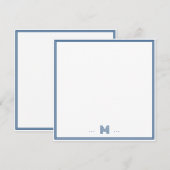Aangepast Monogram Navy Blauwe Rand Notitiekaartje (Voorkant / Achterkant)