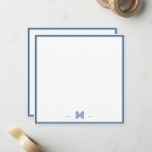 Aangepast Monogram Navy Blauwe Rand Notitiekaartje (Voorkant / Achterkant in situ)