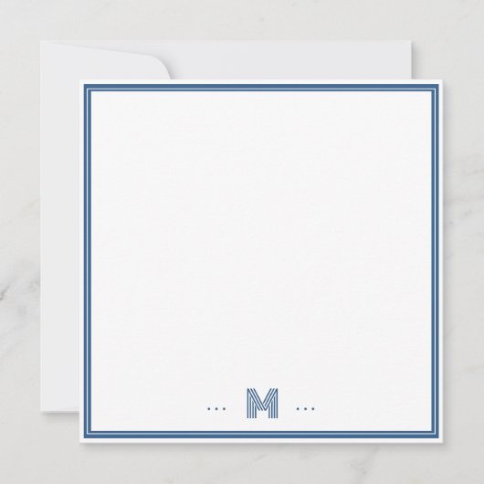 Aangepast Monogram Navy Blauwe Rand Notitiekaartje (Voorkant)