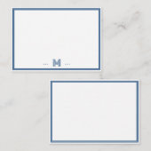 Aangepast Monogram Navy Blauwe Rand Notitiekaartje (Voorkant / Achterkant)
