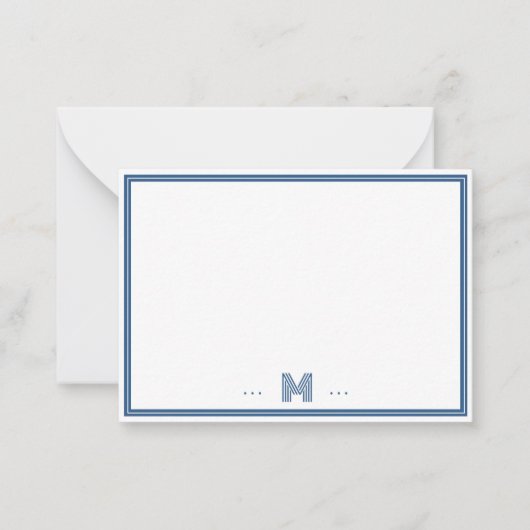 Aangepast Monogram Navy Blauwe Rand Notitiekaartje (Voorkant)