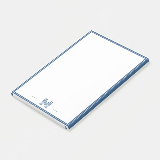 Aangepast Monogram Navy Blauwe Rand Post-it® Notes (Schuin)