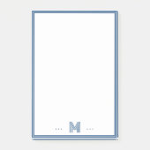 Aangepast Monogram Navy Blauwe Rand Post-it® Notes (Voorkant)
