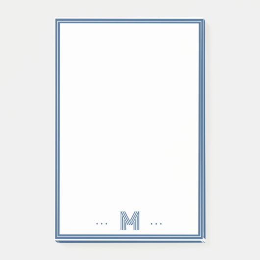 Aangepast Monogram Navy Blauwe Rand Post-it® Notes (Voorkant)