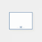 Aangepast Monogram Navy Blauwe Rand Post-it® Notes (Voorkant)