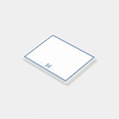 Aangepast Monogram Navy Blauwe Rand Post-it® Notes (Schuin)