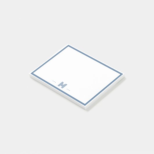 Aangepast Monogram Navy Blauwe Rand Post-it® Notes (Schuin)